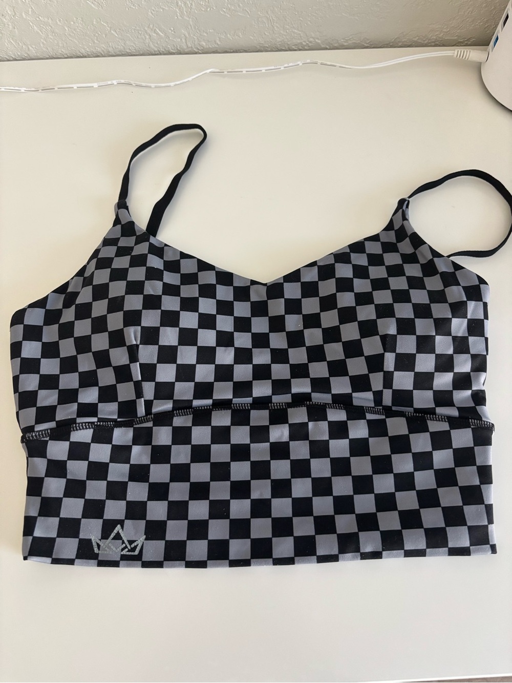 Source Unknown Checkerboard Bralette - Black & Gray